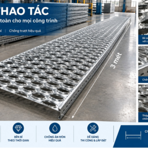 Sàn thao tác thép chống trượt 3 mét, đột lỗ kim cương và chấn cạnh hai bên