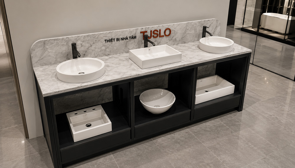 Đảo đẹp trưng bày lavabo 3 vị trí
